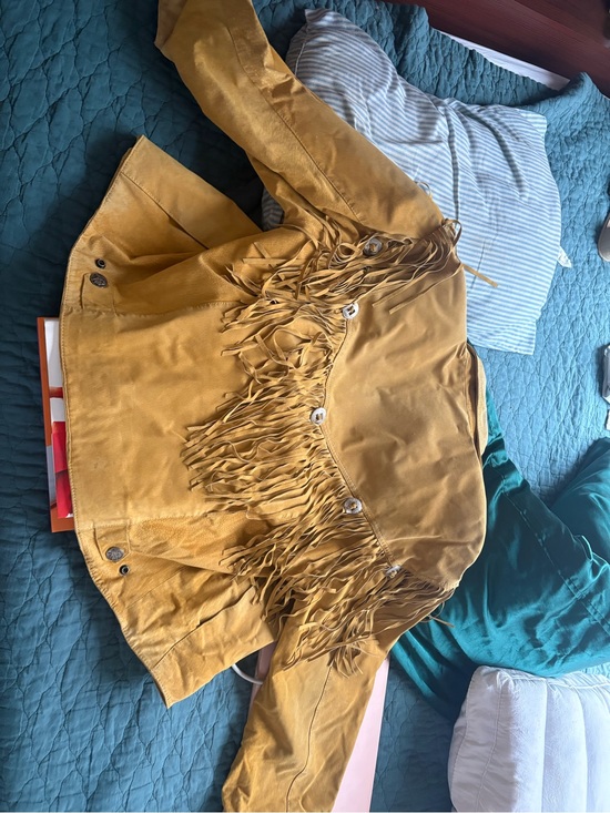 Jackets & Blazers - Women's Mustard Fringe Suede Jacket